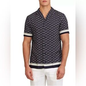 NWT Orlebar Brown Mens Shirt XS Blue Floral Casual Button Up HIBBERT BANDANA
